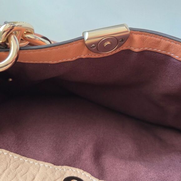 🍁Coach Suede Leather Colorblock Dreamer Satchel Crossbody Bag In Sunrise - Picture 8 of 16